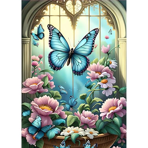 MOGTAA Schmetterling Diamond Painting Erwachsene, 5D Blume Diamant Painting Bilder Erwachsene, DIY Diamond Art Landschaft Diamant Malerei Bilder für Home Wand Dekor 30x40cm von MOGTAA