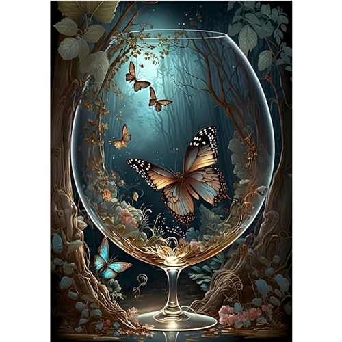 MOGTAA Schmetterling Diamond Painting Erwachsene, 5D Landschaft Diamant Painting Bilder für Anfänger, DIY Diamond Art Tiere Diamant Malerei Bilder für Home Dekor 30x40cm von MOGTAA