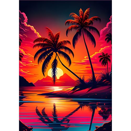 MOGTAA Sonnenuntergang Diamond Painting Erwachsene, 5D Landschaft Diamant Painting Bilder Set, DIY Diamond Art Baum Diamant Malerei Bilder für Home Dekor 30x40cm von MOGTAA