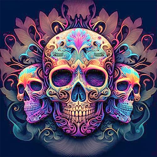 MOGTAA Totenkopf Diamond Painting Erwachsene, 5D Skull Diamant Painting Bilder Set, DIY Diamond Art Horror Diamant Malerei Bilder für Heimdecor 30x40cm von MOGTAA