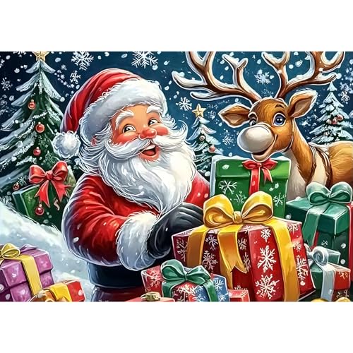 MOGTAA Weihnachten Diamond Painting Erwachsene, 5D Weihnachten Winter Diamant Painting Bilder Set, DIY Diamond Art Weihnachtsmann Diamant Malerei Bilder für Home Wand Dekor 30x40cm von MOGTAA