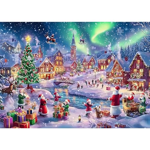 MOGTAA Weihnachten Diamond Painting Erwachsene, 5D Weihnachtsmann Diamant Painting Bilder Set, DIY Diamond Art Winter Diamant Malerei Bilder für Home Wand Dekor 30x40cm von MOGTAA