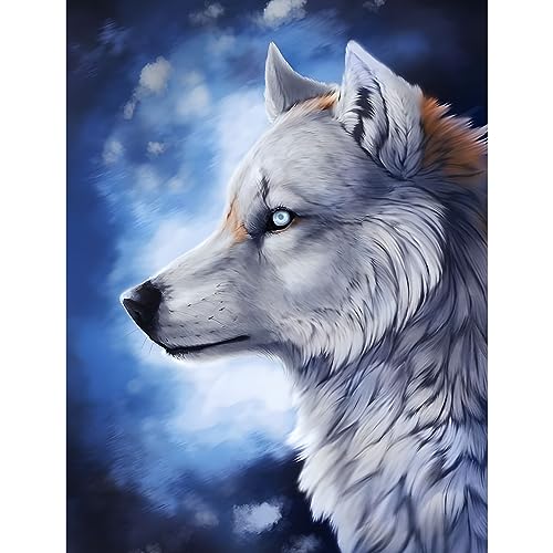 MOGTAA Wolf Diamond Painting Erwachsene, 5D Wolf Diamant Painting Bilder Erwachsene Anfänger, DIY Diamond Art Tiere Diamant Malerei Set für Home Dekor 30x40cm von MOGTAA