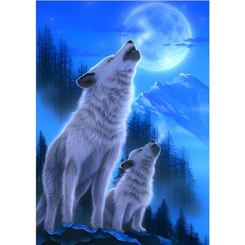 MOGTAA Wolf Diamond Painting Erwachsene, 5D Wölfen Diamant Painting Bilder für Anfänger Erwachsene, DIY Diamond Art Tiere Diamant Malerei Bilder für Home Dekor 30x40cm von MOGTAA