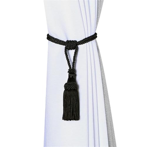 MOHUIED Raffhalter FüR VorhäNge 1PC Curtain Tiebacks Tassel Curtain Clips Rope Curtain Tie Backs Holdbacks Decorative Curtain Holder Accessories for Drape(Black) von MOHUIED