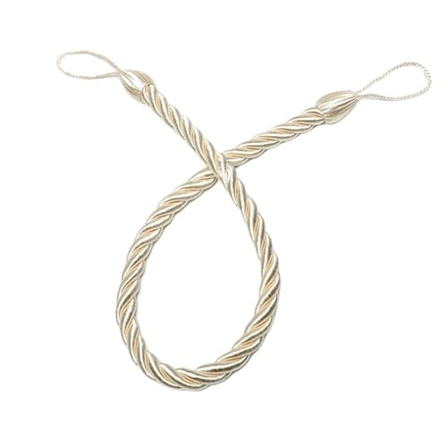 MOHUIED Raffhalter FüR VorhäNge 1Pc Curtain Tieback Handmade Weave Gold Curtain Holder Clip Buckle Rope Home Decorative Room Accessories Curtain Tie Backs(Beige) von MOHUIED