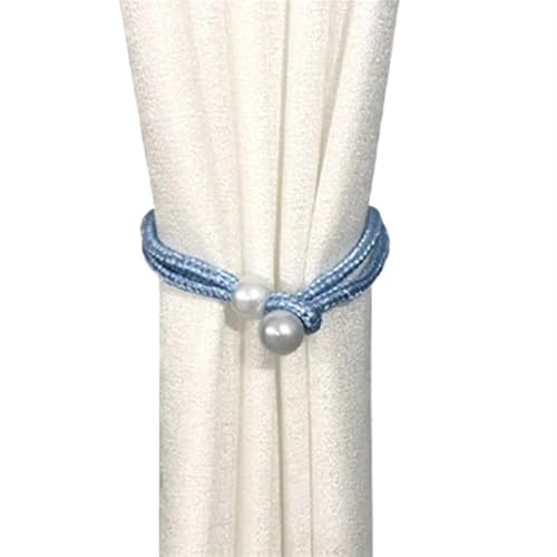 MOHUIED Raffhalter FüR VorhäNge 1Pc Pearl Buckle Curtain Clip Adjustable Pull-Out Rope Tie Back Curtain Holdbacks for Drapes Decoration(Blue) von MOHUIED