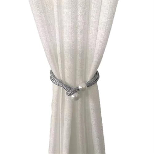 MOHUIED Raffhalter FüR VorhäNge 1Pc Pearl Buckle Curtain Clip Adjustable Pull-Out Rope Tie Back Curtain Holdbacks for Drapes Decoration(Grey) von MOHUIED