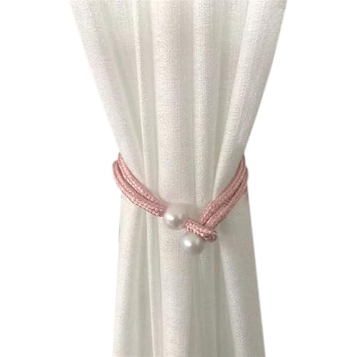 MOHUIED Raffhalter FüR VorhäNge 1Pc Pearl Buckle Curtain Clip Adjustable Pull-Out Rope Tie Back Curtain Holdbacks for Drapes Decoration(Pink) von MOHUIED