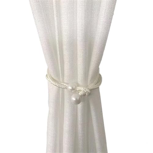 MOHUIED Raffhalter FüR VorhäNge 1Pc Pearl Buckle Curtain Clip Adjustable Pull-Out Rope Tie Back Curtain Holdbacks for Drapes Decoration(White) von MOHUIED