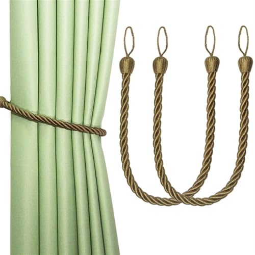 MOHUIED Raffhalter FüR VorhäNge 2PCS Handmade Curtain Buckles Tie Rayon Cotton Curtain Tieback Holder Clips Rope Home Decor Curtain Decorative Accessories(Flaxen) von MOHUIED