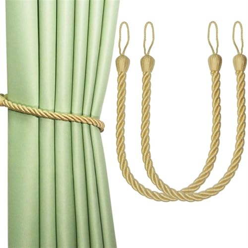 MOHUIED Raffhalter FüR VorhäNge 2PCS Handmade Curtain Buckles Tie Rayon Cotton Curtain Tieback Holder Clips Rope Home Decor Curtain Decorative Accessories(Golden) von MOHUIED