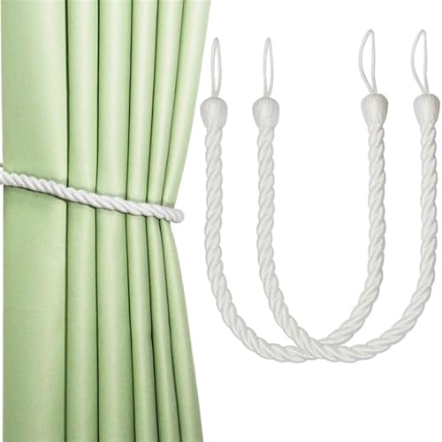 MOHUIED Raffhalter FüR VorhäNge 2PCS Handmade Curtain Buckles Tie Rayon Cotton Curtain Tieback Holder Clips Rope Home Decor Curtain Decorative Accessories(White) von MOHUIED