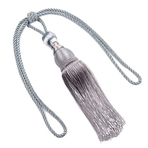 MOHUIED Raffhalter FüR VorhäNge Curtain Tassels Tieback Multicolor Tassel Curtain Ties Wire Hanging Ball Polyester Yarn(Grey) von MOHUIED