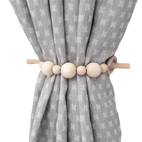 MOHUIED Raffhalter FüR VorhäNge Wooden Curtain Holder Curtain Tieback Hanging Wooden Curtain Rope Ball Tie Back Curtain Straps Home Decoration(Wooden Bead) von MOHUIED