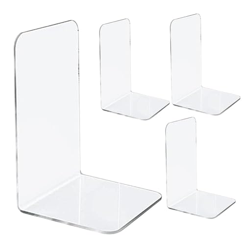 MOHUIED Zeitschriften Halter 4/6/8PCS Transparente Buchstützen Stehen Bücherregal Desktop Dekorative Lagerung Rack Buchstütze Buch Halter Schule Schreibwaren(4pcs) von MOHUIED