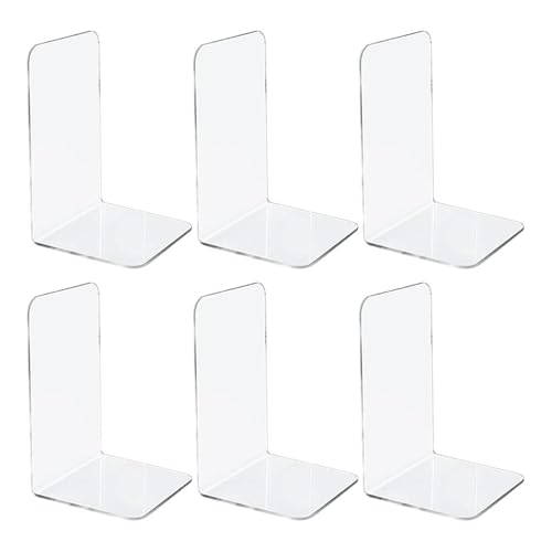 MOHUIED Zeitschriften Halter 4/6/8PCS Transparente Buchstützen Stehen Bücherregal Desktop Dekorative Lagerung Rack Buchstütze Buch Halter Schule Schreibwaren(6pcs) von MOHUIED