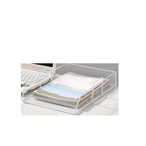 MOHUIED Zeitschriften Halter Schreibtisch-Organizer, stapelbar, Aktenständer, Papierständer, Aktenorganisator, A4-Aktenablage, Eisen, Heimbürobedarf(White) von MOHUIED