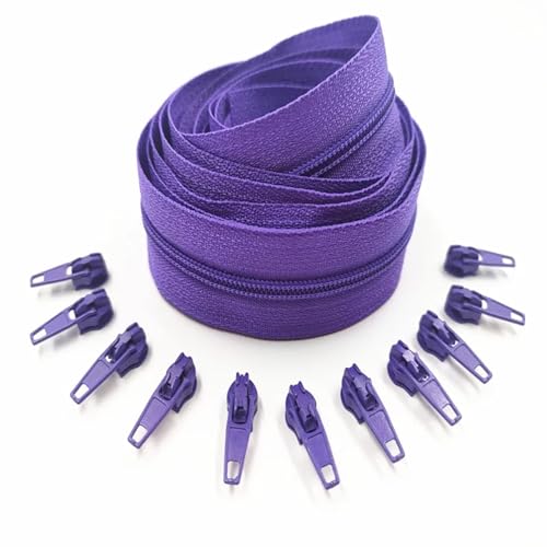 Zipper FüR ReißVerschluss 1/2/3/5/10 Meter lange Nylon-Reißverschlussrollen for maßgeschneiderte Nähzubehöre(Deep Purple,5 Meter) von MOHUIED