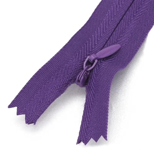 Zipper FüR ReißVerschluss 5 Stück Nylon-Spulenreißverschlüsse for Schneidern, Nähen, for Kleider, Kissen, Röcke, Hosen, Kleidung, Basteln, unsichtbare Reißverschlüsse, Reparaturset(Purple,30cm) von MOHUIED