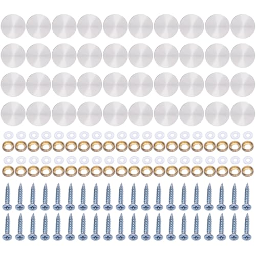 40 Stück Stahlglas-Schraubenabdeckungen, dekorative Kappen korrosionsbeständige Schrauben mit Kappen für Badezimmer, Küche, Kunst und Handwerk von MOIDHSAG