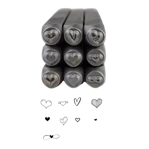 9er Set „Love Heart“ Serie Metall Und Leder Stanzsets Metallstanzer Stempel Handgeschnitztes Werkzeug Zubehör Für Die Schmuckherstellung von MOIDHSAG