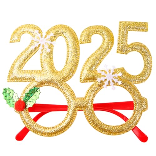 MOIDHSAG 2025 Weihnachtsbrillenrahmen mit Glitzer, Weihnachtsbrille 2025, Neujahrsparty-Brille für Kinder, Erwachsene, Weihnachtsfeier von MOIDHSAG