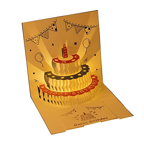 MOIDHSAG 3D Geburtstagskuchen Karte LED Grußkarten Umschlag Anlässe Kind Ehefrau Postkarten von MOIDHSAG
