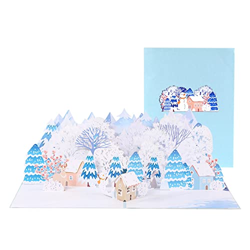 MOIDHSAG 3D Weihnachtskarten Einladungskarten Winterszene Grußkarten Umschlägen Feiertagspostkarte Neujahr von MOIDHSAG