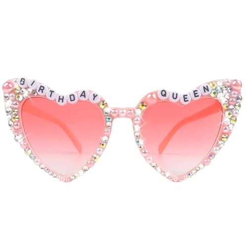 MOIDHSAG Geburtstag Mädchen Sonnenbrille Strass Sonnenbrille Lustige Party Sonnenbrille Geburtstag Königin Sonnenbrille für Hochzeit Karneval von MOIDHSAG