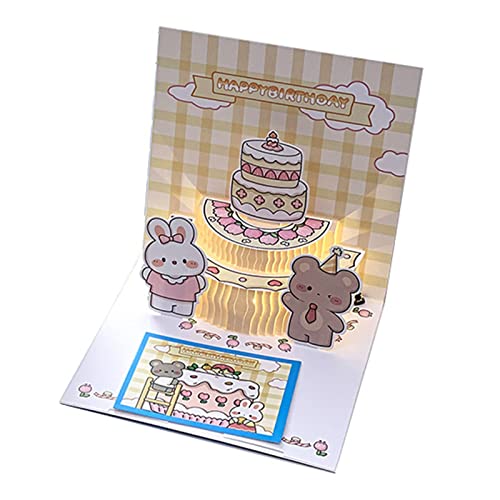 MOIDHSAG Kerzenkarten 3D Kuchen Grußkarte Leuchtende Geburtstagskarten Umschlag LED von MOIDHSAG