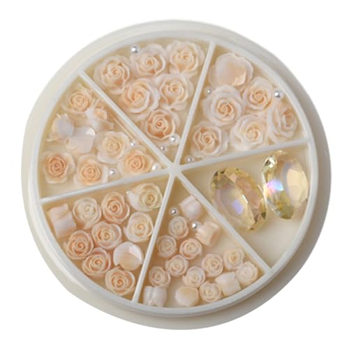 Rosenblüten, runde Perlen, 3D-Blumen, Strasssteine, Charm-Dekoration für Acrylnägel von MOIDHSAG