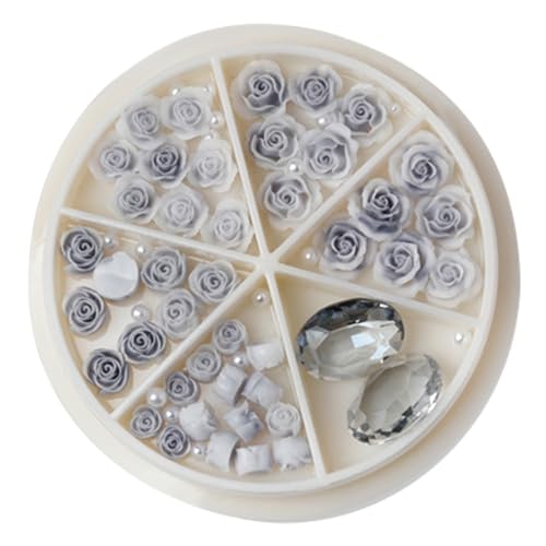 Rosenblüten, runde Perlen, 3D-Blumen, Strasssteine, Charm-Dekoration für Acrylnägel von MOIDHSAG