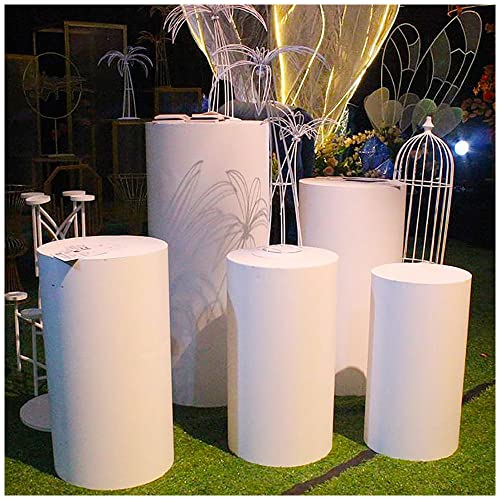 MOJARI 5 STÜCKE Weißer Zylinder Metallsockel Ständer für Hochzeitsrequisiten Zylindrische Desserttisch Party Runde Dekoration von MOJARI