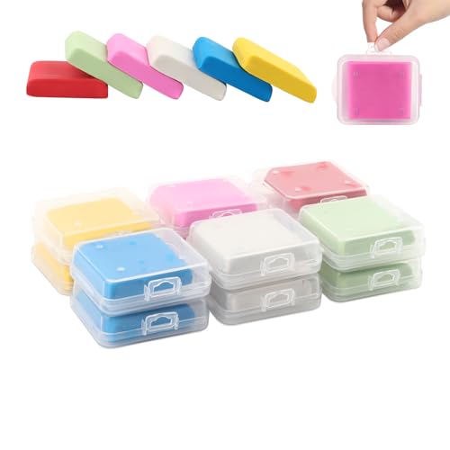 12 Stück Knetradiergummis, 4 x 3,5 cm Knetgummi Radierer, 6 Farben Radiergummi knete, Skizzenzeichnung mit Knetradiergummis, Knetbarer Radiergummi für bunte Zeichnung Malerei Schulbedarf von MOKIDO