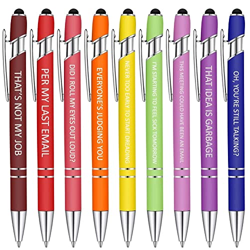 MOLERRI 10-Teilige BüRostifte, Lustige Stifte, Demotivierende, Sarkastische Kugelschreiber, Macaron Touch Stylus Stifte für das BüRo, Schwarz von MOLERRI