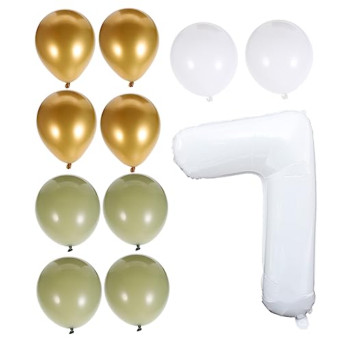 MOLUCKFU 1 Satz Zahlenballon grüne Nummernballons 1 Ballon Buchstabendekor Avocadogrüne Luftballons jahrestag hochzeitsdeko Salbeigrüne Luftballons 7 Jahre alte Geburtstagsballons Emulsion von MOLUCKFU