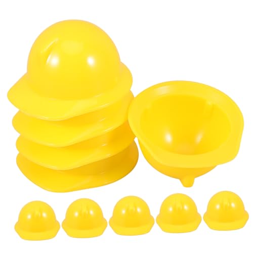 MOLUCKFU 10St Mini-Bauhut Security Cap Safety Cap stylingbã¼rsten Puppenhut Zubehör Modellbau Zubehör Schutzhelm für Haustiere Puppenbaumütze Haustier Helm Mini-Puppenhelm Plastik Yellow von MOLUCKFU