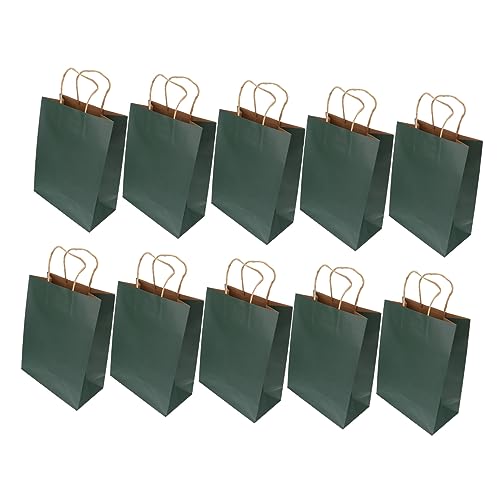 MOLUCKFU 10St Packsack Taschen Die einwegbeutel packbeutel geldbörsen geschenkbeutel säckchen portemonnaies Brotverpackungshalter Krafttüten zum Mitnehmen Papiertüten Kraftpapier Dark Green von MOLUCKFU