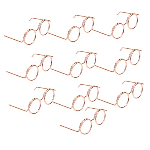 MOLUCKFU 10st Metallbrille Spielzeug Zubehör Puppen Kleintierbrillen Minipuppe Miniaturen Haustier-Kaninchen-Brille Miniaturauge Puppe Wimpern Igel Brille Puppe Verkleidet Brille Rose Gold von MOLUCKFU