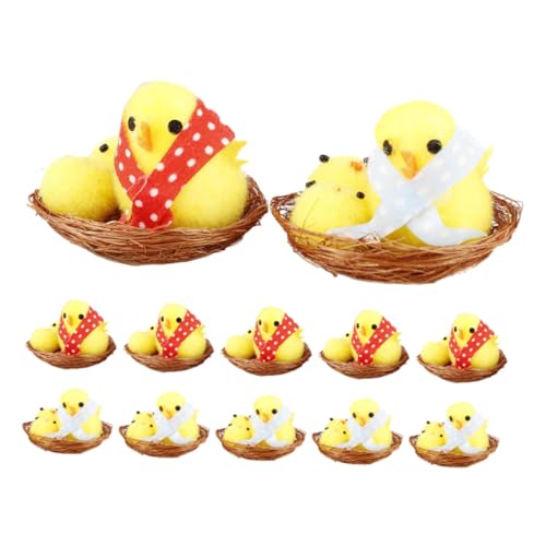 MOLUCKFU 12St Osterküken cute decor easter geldgeschenke ostern - Frühlingsdeko osterngeschenk -Miniküken kleines Huhn Verzierung in Kükenform gefälschte Osterhühner chemische Faser von MOLUCKFU