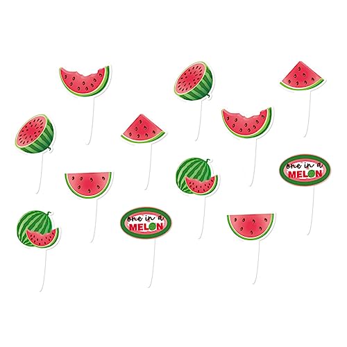 MOLUCKFU 12st Wassermelonen-kuchen-einsätze Cupcake-topper Mit Wassermelonen- Wassermelone Geburtstagstorte Topper One in a Melon Partydekoration Wassermelonen-cupcake-topper Papier von MOLUCKFU