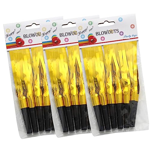 MOLUCKFU 18 Stk Pfeife für jucarii pentru copii ausgerechnet weihnachten hochzeitsbingo fun toy zappeln Party Geburtstag Blowouts Hörner Blowouts Krachmacher Plastik Golden von MOLUCKFU