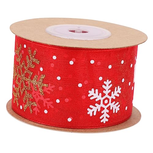 MOLUCKFU 1Stk Gastgeschenke Blumenbänder ribbon ziehschleifenband geschenkband Schneeflockenband verdrahtet Weihnachtsschleife Ornamente Geschenkverpackungsband weihnachtsband Polyester rot von MOLUCKFU