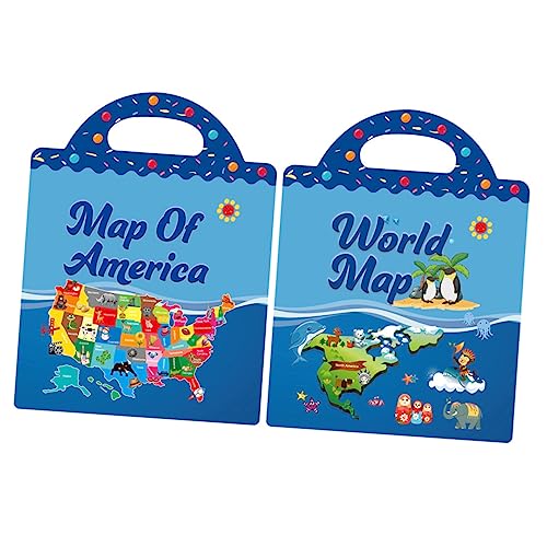 MOLUCKFU 2 Karten-Sticker-Buch Buchaufkleber Selber Machen Aufkleberbuch Für Kinder Karte des Amerikanischen Stickerbuchs Kinder Aufkleber Cartoon-Aufkleber Für Kinder Fensteraufkleber PVC von MOLUCKFU