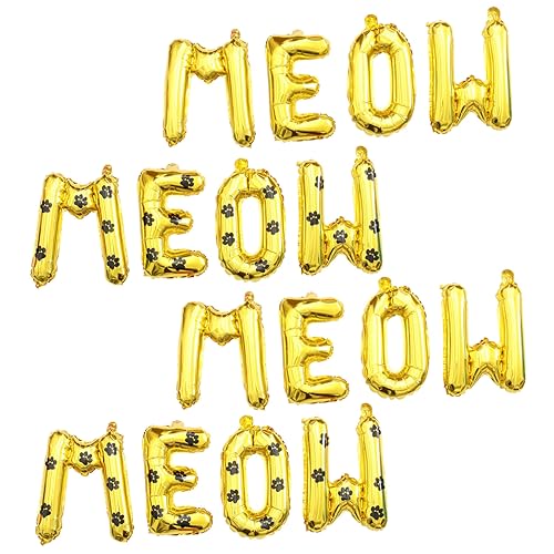 MOLUCKFU 2 Sätze Katze Miau Ballon Luftballons Für Die Babyparty Geburtstagsballons Für Katzen Luftballons Für Kinderpartys Geburtstagsparty-zubehör Zum Thema Katze Golden Aluminiumfolie von MOLUCKFU