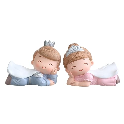 MOLUCKFU 2 Stk Prinzen- und Prinzessinnenschmuck Mini Bausatz Karikatur funkeln character design küchendekoration hausdeko Kuchen backen Ornament zarte Charakterdekorationen Harz von MOLUCKFU