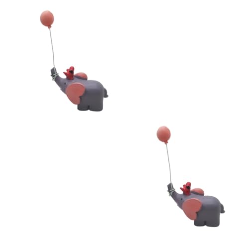 MOLUCKFU 2 Stück Harz Elefanten Ornamente Miniatur Tierfiguren Mini Spielzeug Tierballons Elefant Babyparty Geburtstagskuchenaufsätze Geburtstagskuchen Dekoration Kleinkind von MOLUCKFU