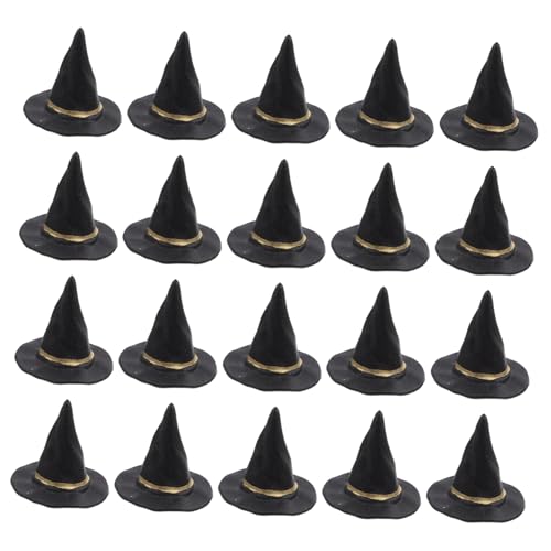 MOLUCKFU 20 Stück Halloween Hexenhut, Hexenhut, Miniatur Puppenhexenhut, Winzige Hüte Für Puppen, Mini Hüte Zum Basteln, Mini Hexenhüte Für Getränke, Puppenhüte, Kleine Hexenhut von MOLUCKFU