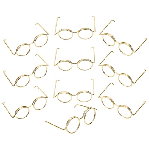 MOLUCKFU 20st Mini-brillengestell Mini-Puppen Puppe Verkleidet Brille Sonnenbrillenrahmen Mikrospielzeug Mädchen Spielzeug Miniatur-Dinge Puppenbrille Kleidungsaccessoires Golden Metall von MOLUCKFU